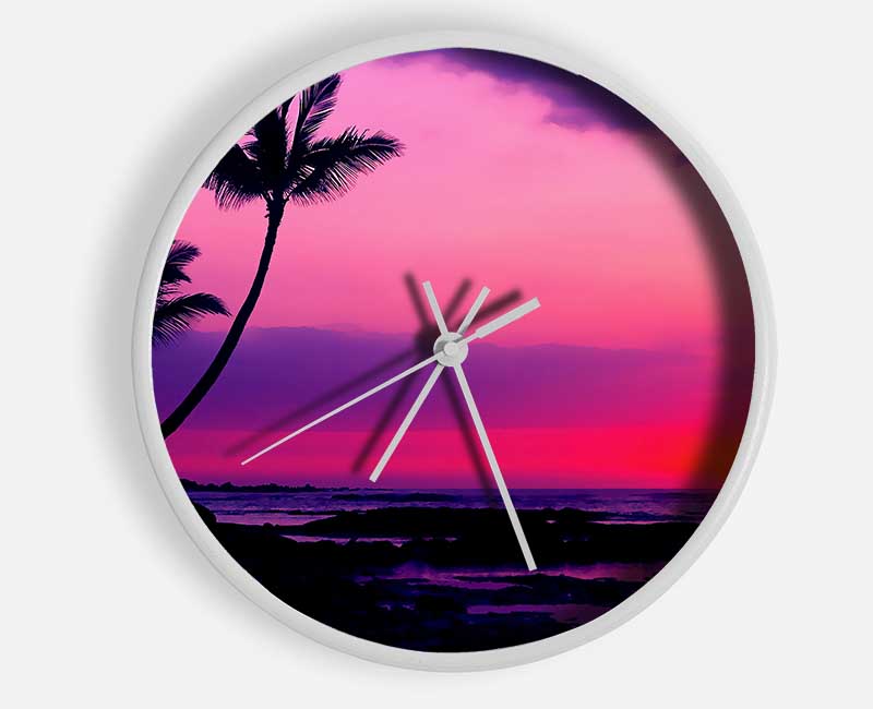 Blaze Of The Palmtree Sun Clock - Wallart-Direct UK