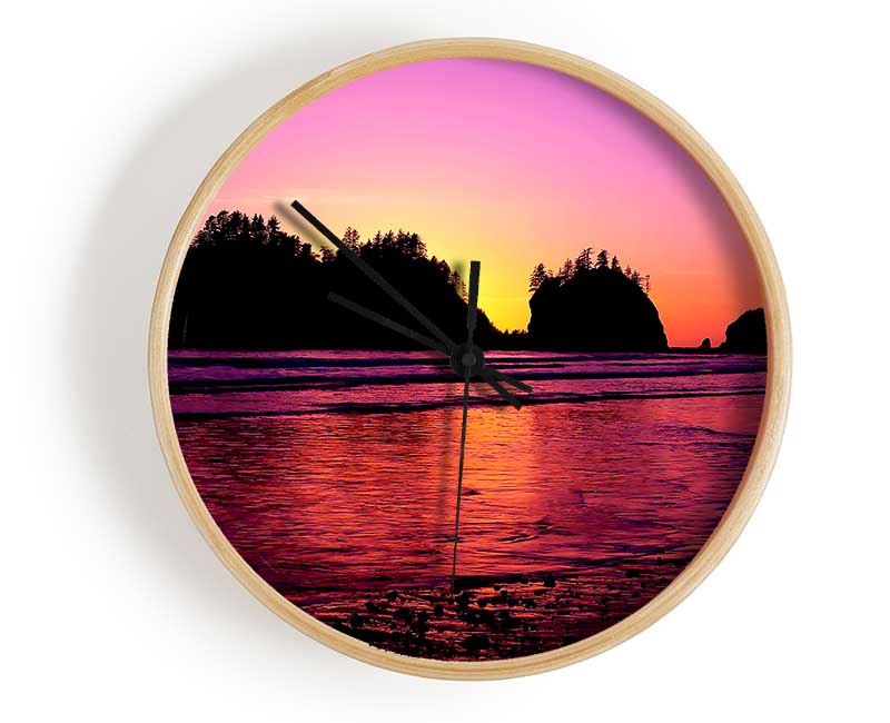 Surreal Pink Ocean Flow Clock - Wallart-Direct UK