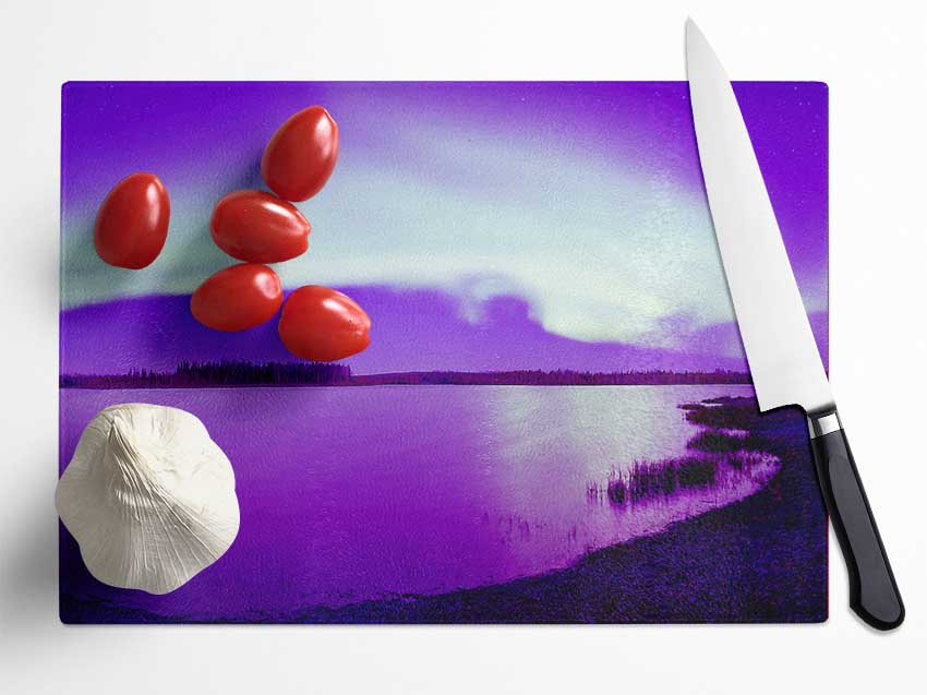 Purple Northern Lights Glass Chopping Board