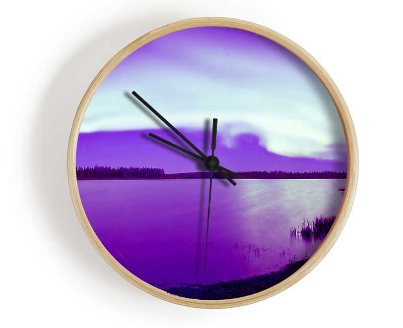 Purple Northern Lights Clock - Wallart-Direct UK