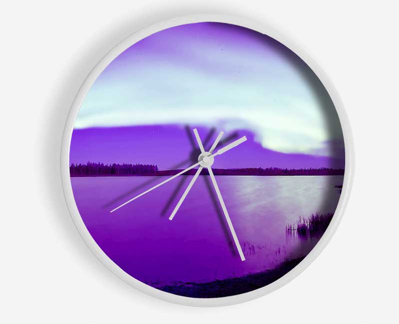 Purple Northern Lights Clock - Wallart-Direct UK