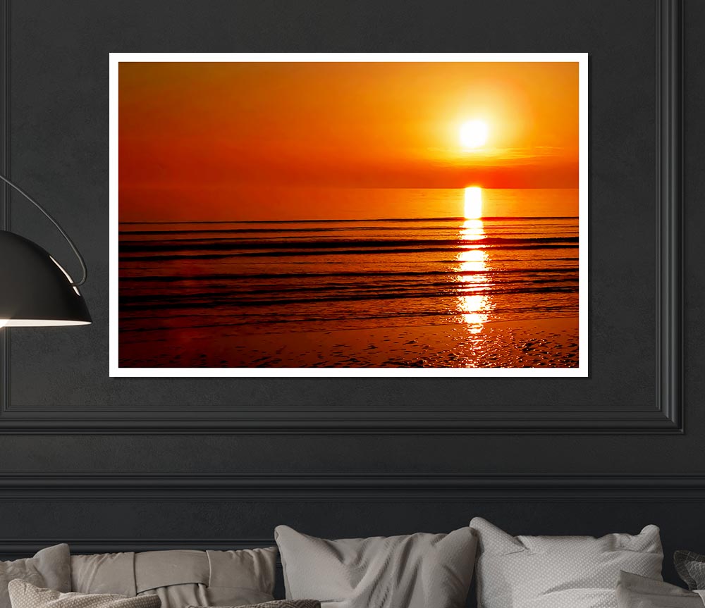 The Oceans Sun Reflection Orange Print Poster Wall Art