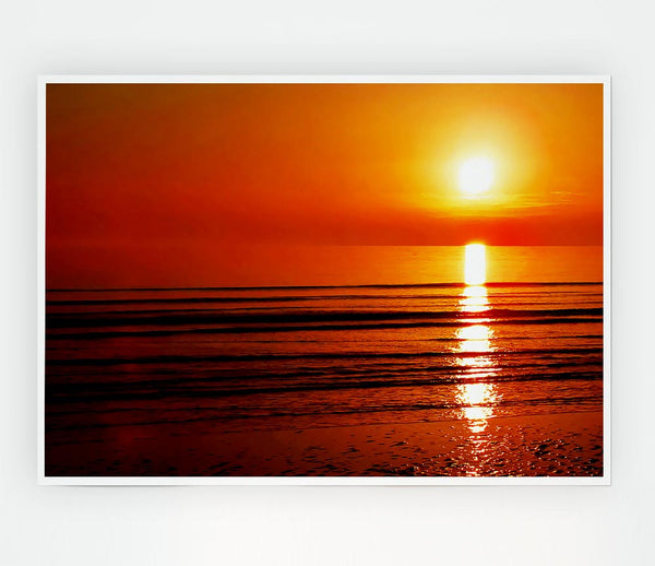 The Oceans Sun Reflection Orange Print Poster Wall Art