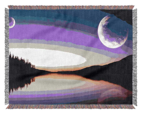 Calm Lake In Another World Purple Woven Blanket