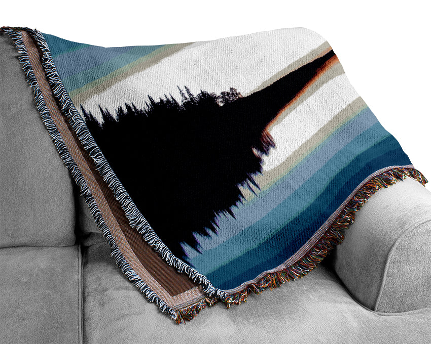 Calm Lake In Another World Blue Woven Blanket