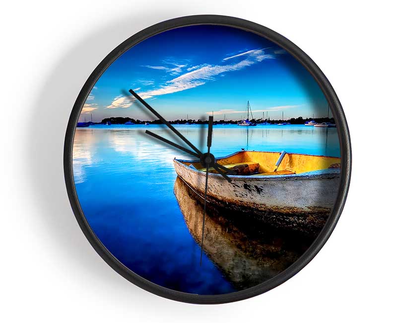 Rustic Rowing Boat Reflections Clock - Wallart-Direct UK