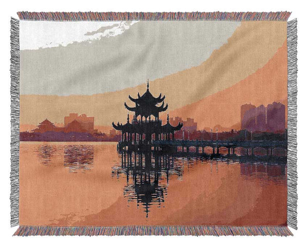 Reflections Of The Far East Peach Woven Blanket