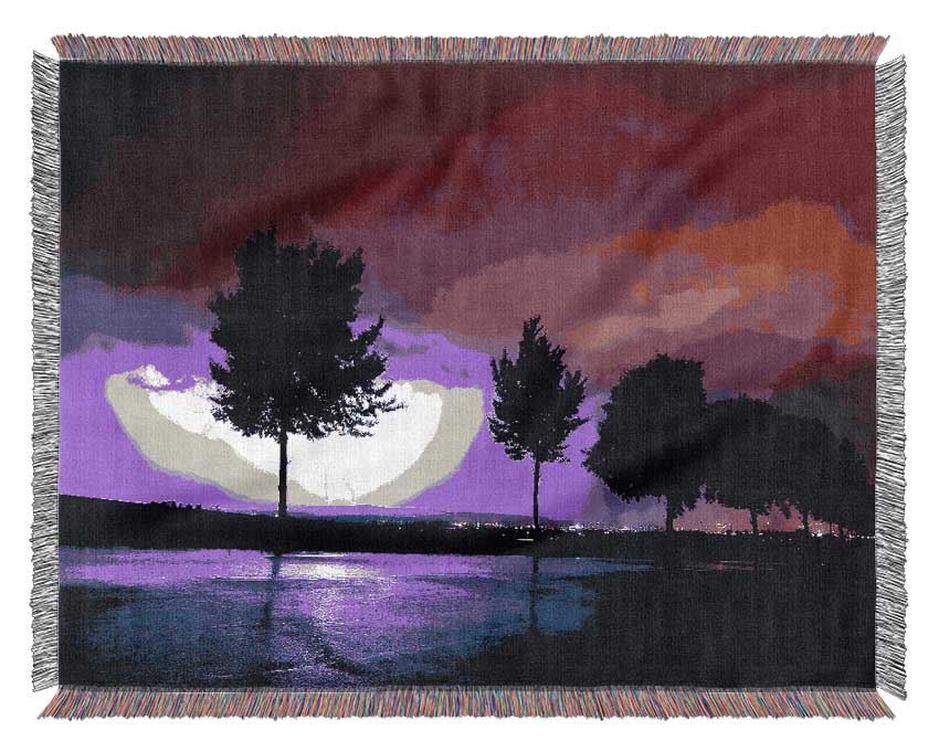 Purple Ocean Lightning Woven Blanket