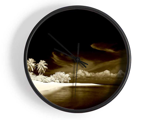 Surreal Hidden Island Brown Clock - Wallart-Direct UK