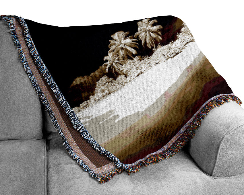 Surreal Hidden Island Brown Woven Blanket