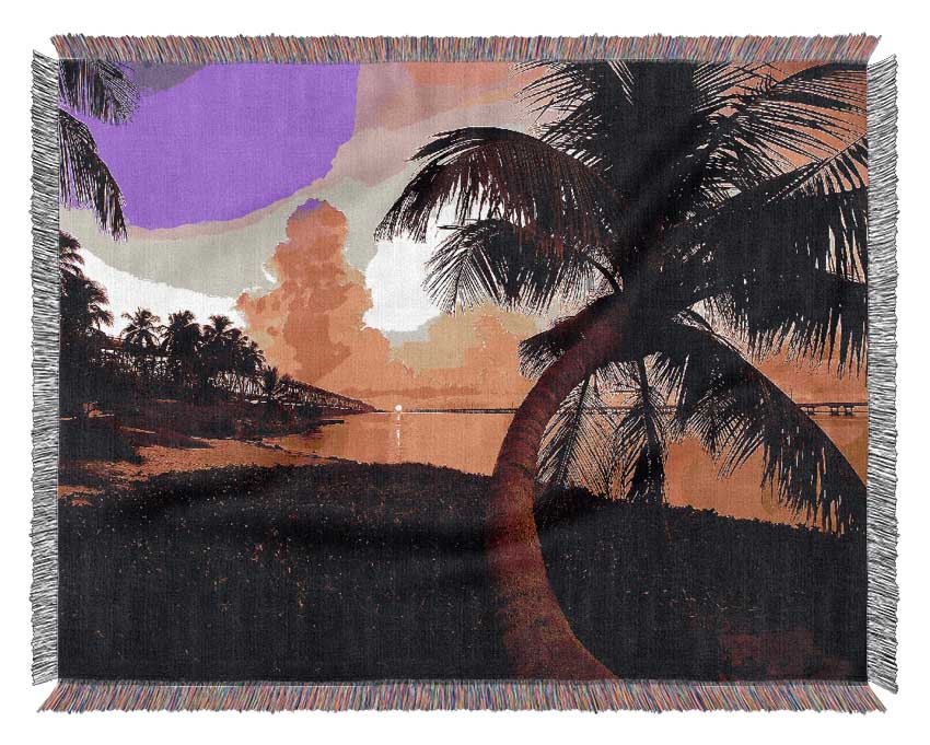 Paradise Beach At Sunset Woven Blanket