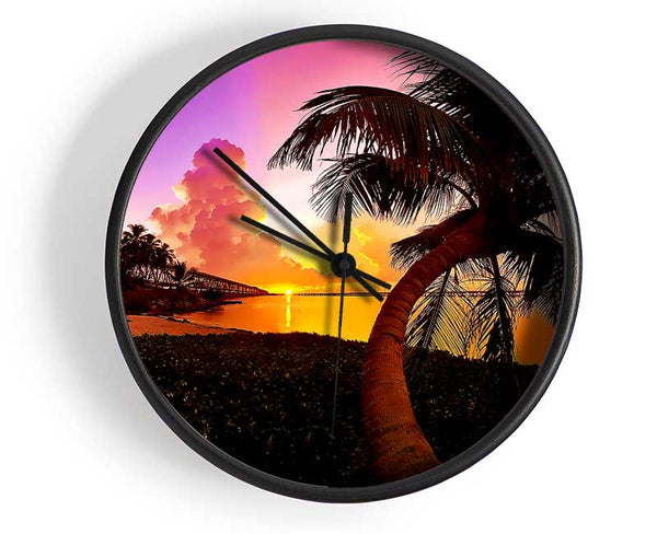 Paradise Beach At Sunset Clock - Wallart-Direct UK