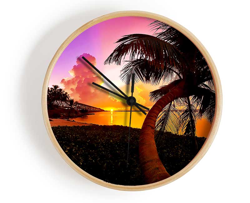 Paradise Beach At Sunset Clock - Wallart-Direct UK