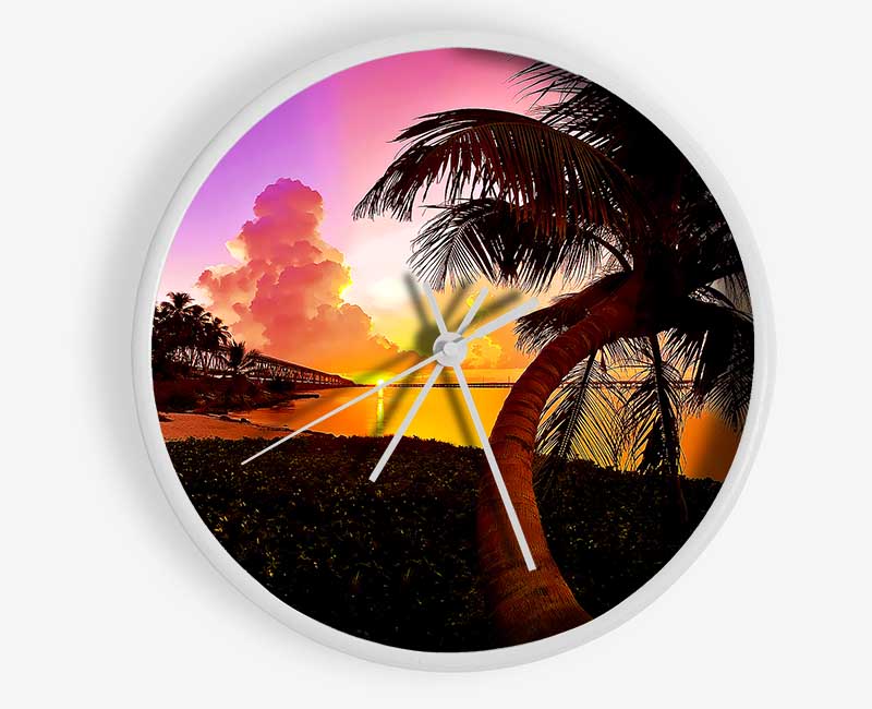 Paradise Beach At Sunset Clock - Wallart-Direct UK