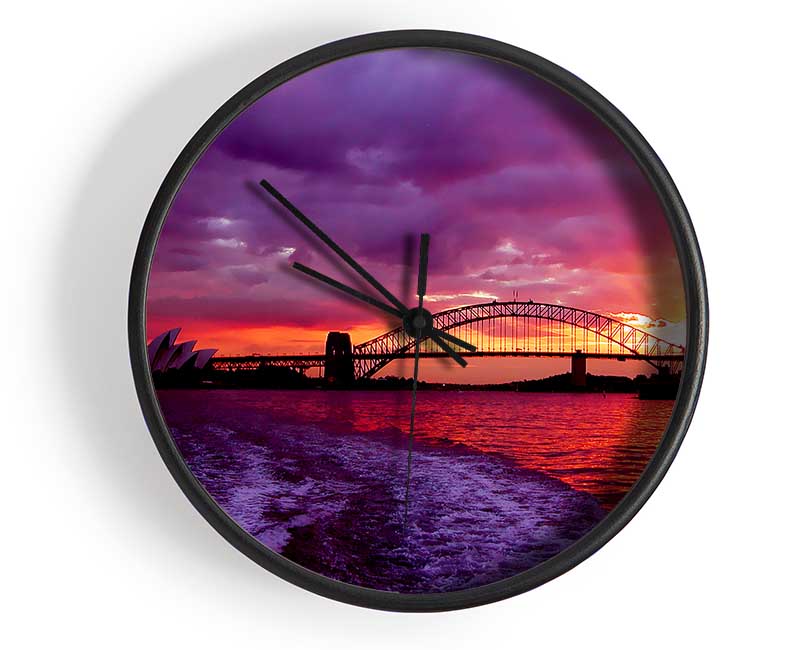 Speed Boat Trails Over The Red Ocean Clock - Wallart-Direct UK