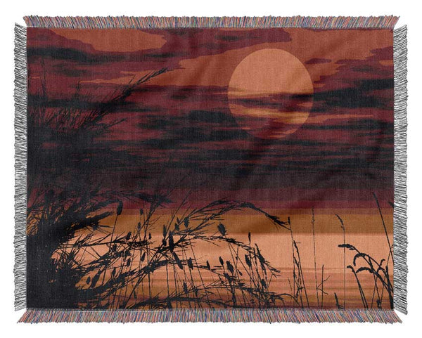 Surreal Golden Lake Woven Blanket