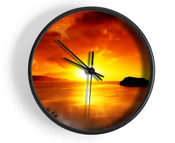 Orange Sunbeam Ocean Clock - Wallart-Direct UK