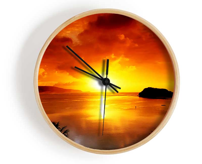 Orange Sunbeam Ocean Clock - Wallart-Direct UK