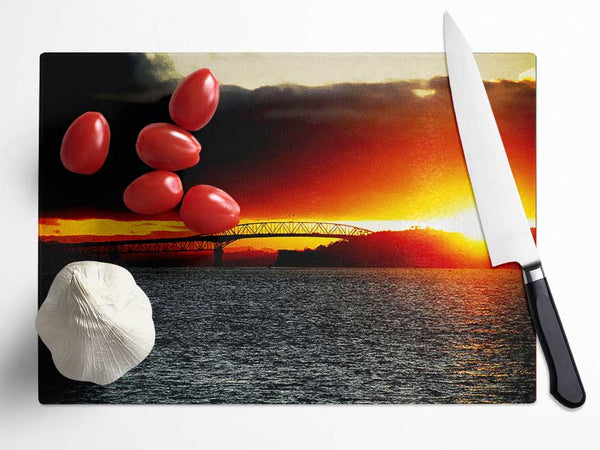 Sunrise Over The Oceans Pier Glass Chopping Board