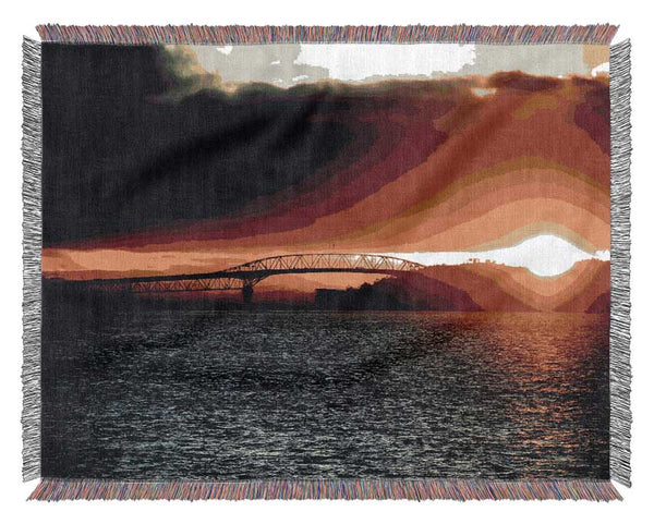 Sunrise Over The Oceans Pier Woven Blanket