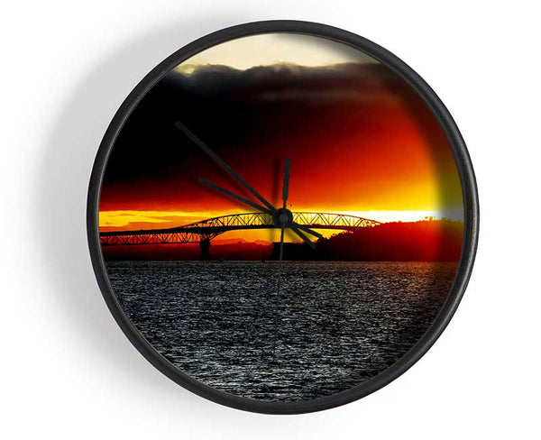 Sunrise Over The Oceans Pier Clock - Wallart-Direct UK