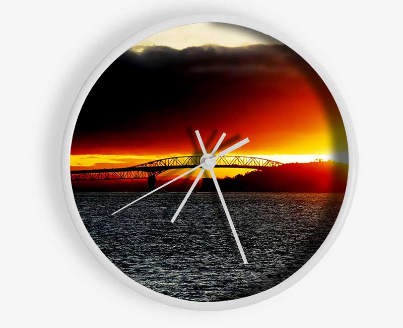 Sunrise Over The Oceans Pier Clock - Wallart-Direct UK