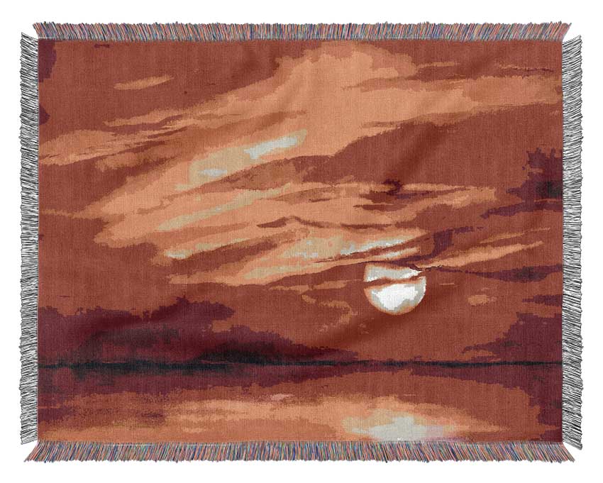 Surreal Red Ocean Skies Woven Blanket