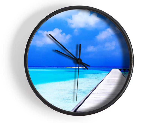 Turquoise Boardwalk Clock - Wallart-Direct UK