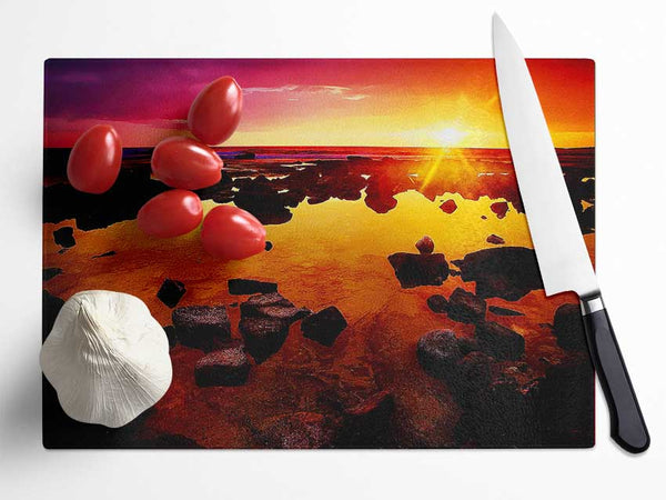 Sunbeams Over The Oceans Hide Away Glass Chopping Board