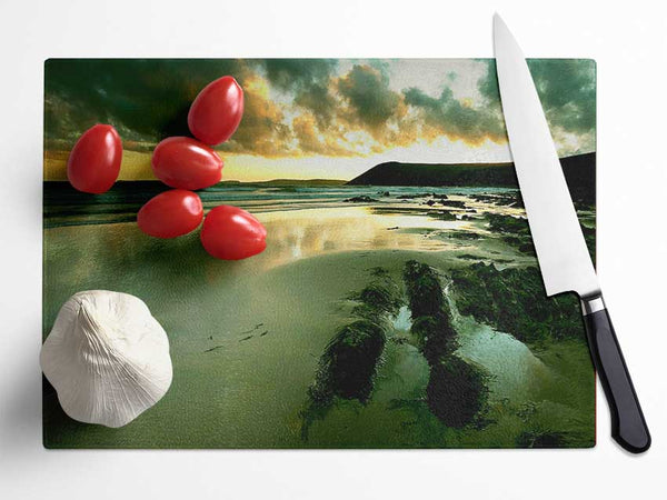 Green Ocean Reflections Glass Chopping Board