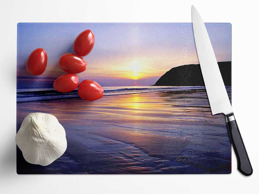 Peaceful Ocean Daybreak Glass Chopping Board