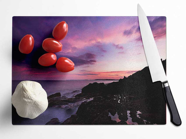 Lilac Red Ocean Sky Glass Chopping Board