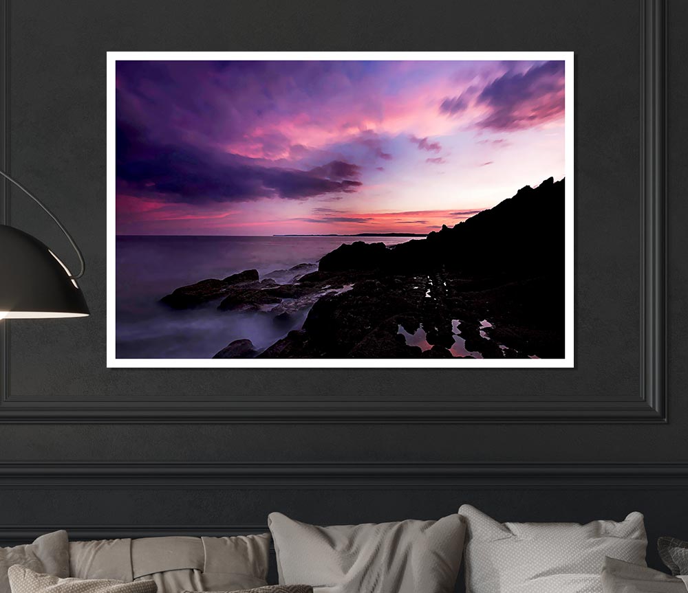 Lilac Red Ocean Sky Print Poster Wall Art