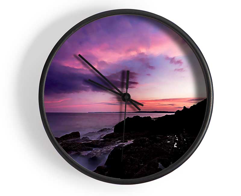 Lilac Red Ocean Sky Clock - Wallart-Direct UK