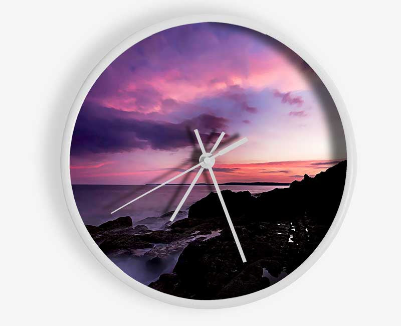 Lilac Red Ocean Sky Clock - Wallart-Direct UK