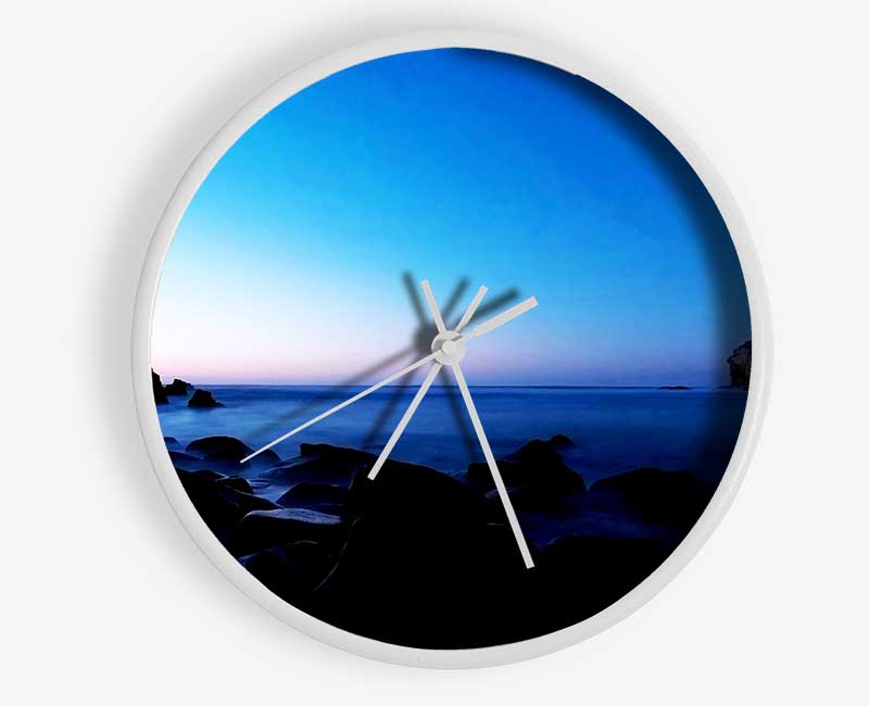 Tranquil Ocean Blue Clock - Wallart-Direct UK