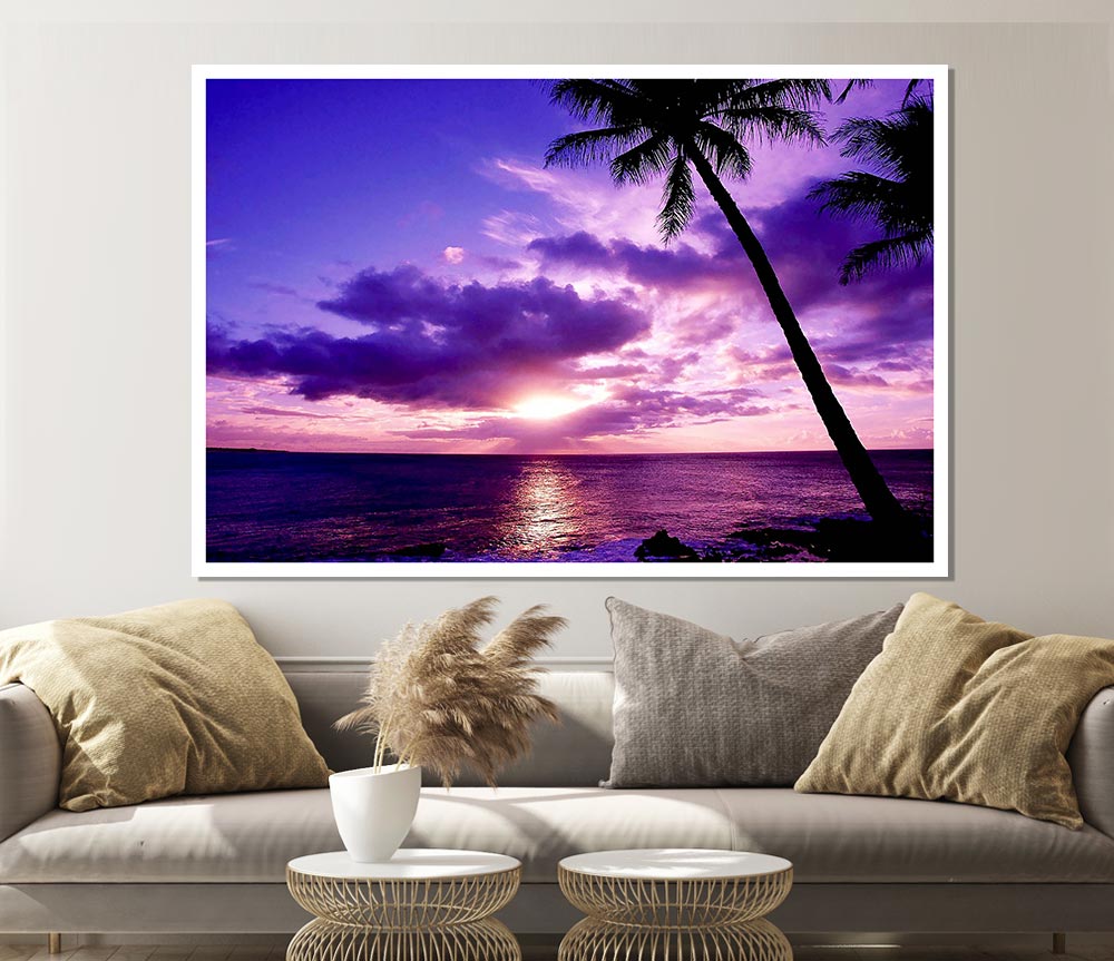 Lilac Pink Ocean Paradise Print Poster Wall Art