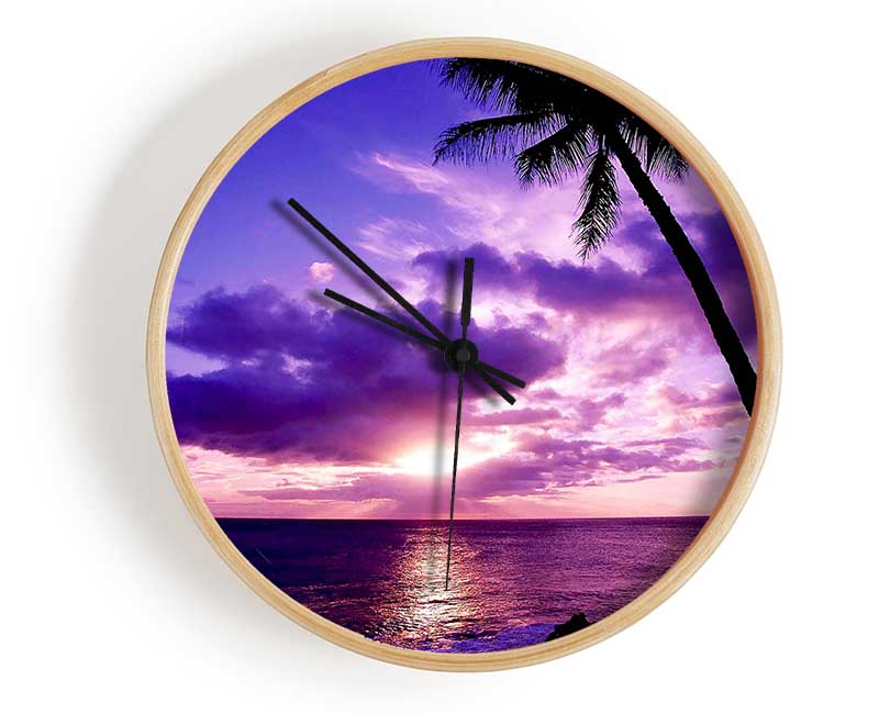 Lilac Pink Ocean Paradise Clock - Wallart-Direct UK