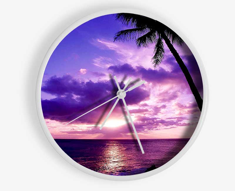 Lilac Pink Ocean Paradise Clock - Wallart-Direct UK