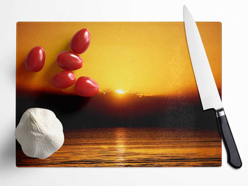 The Last Glimmer Of The Orange Ocean Sun Glass Chopping Board