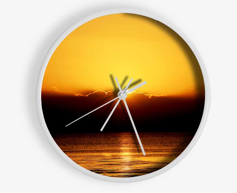 The Last Glimmer Of The Orange Ocean Sun Clock - Wallart-Direct UK