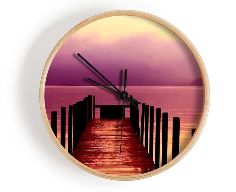 Tranquil Boardwalk Ocean Clock - Wallart-Direct UK