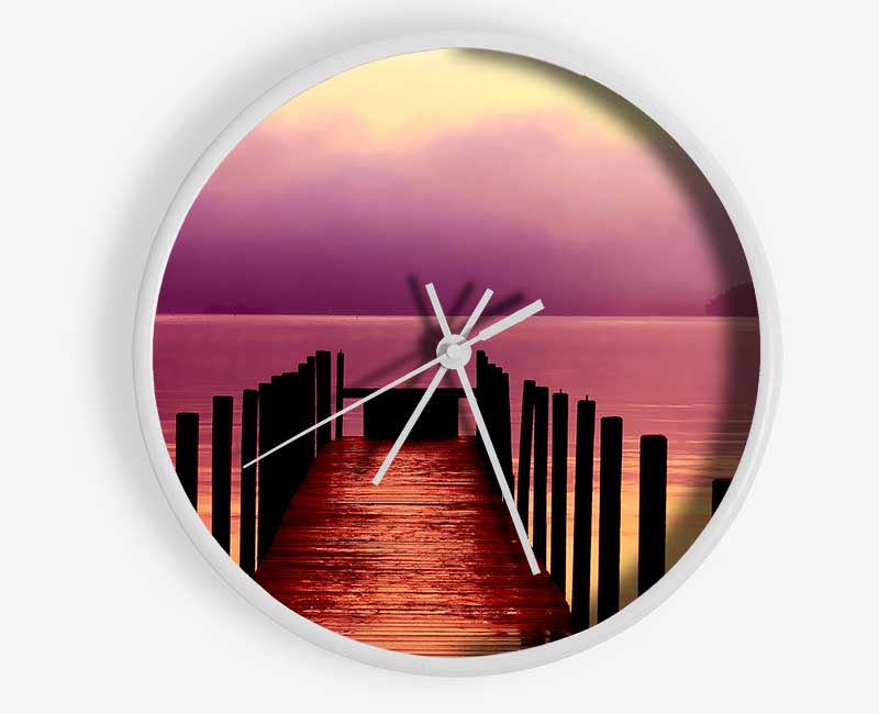 Tranquil Boardwalk Ocean Clock - Wallart-Direct UK