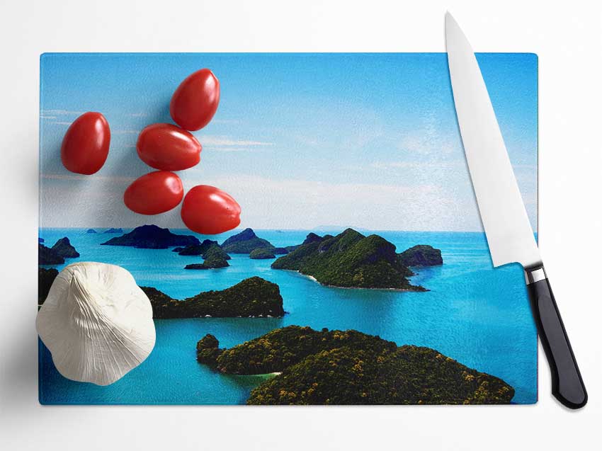 Tranquil Turquoise Rocks Glass Chopping Board