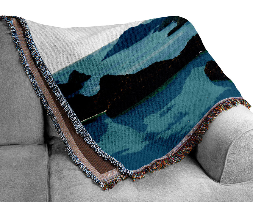 Tranquil Turquoise Rocks Woven Blanket