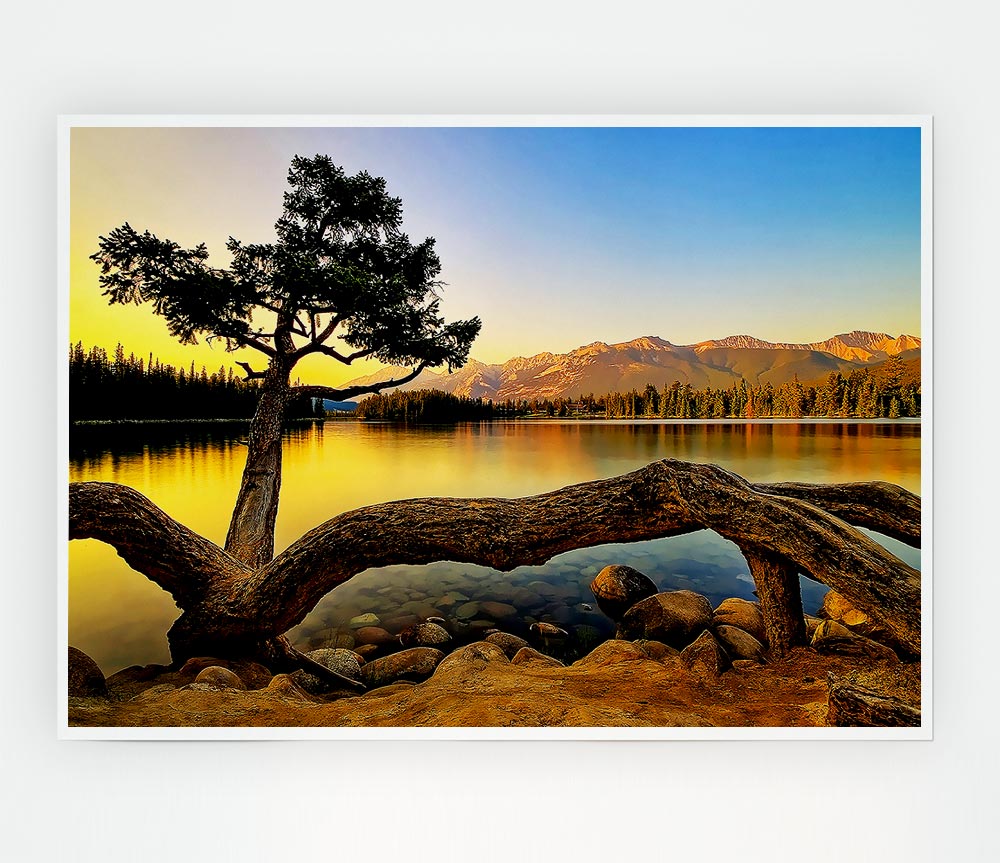 The Perfect Mountain Lake Print Poster Wall Art