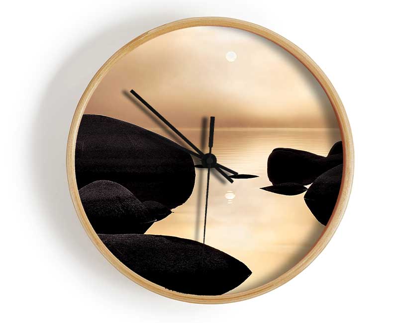 Tranquil Ocean Rocks Clock - Wallart-Direct UK