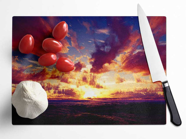 Sunset Ocean Skies Glass Chopping Board