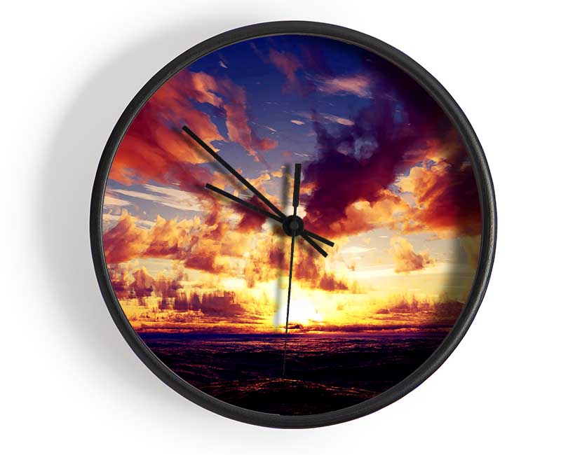 Sunset Ocean Skies Clock - Wallart-Direct UK