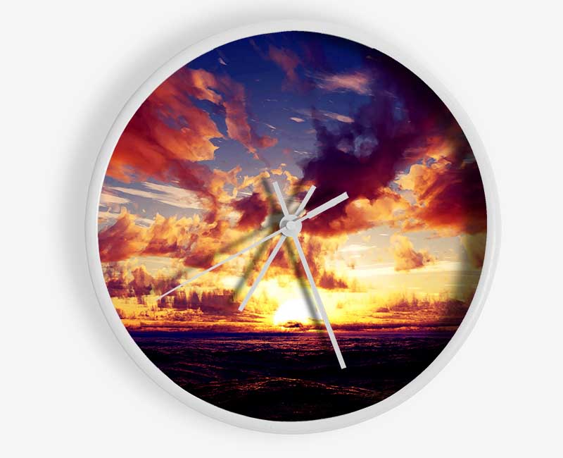 Sunset Ocean Skies Clock - Wallart-Direct UK